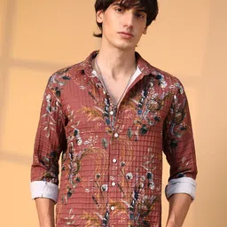 Campus Sutra Men Comfort Spread Collar Floral Printed Casual Shirt-picture-46