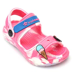 Cute Walk by Babyhug Clogs with Backsrtap Ice Cream & Rainbow Applique - Pink image 2