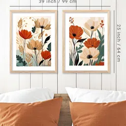 Kotart Brown, Red & Green 2 Pieces Wooden Floral And Botanical Wall Arts image 3