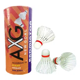 AXG NEW GOAL Classic Premium Quality Feather Shuttle Pack Of 6 - White image 3