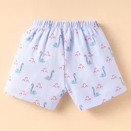 Tango Interlock Knit Sleeveless Co-ords Shorts Night Suit with Dino Print - Light Blue image 4