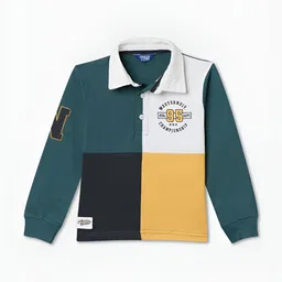 R&B Boys Colourblocked Polo Collar Applique T-shirt-picture-41