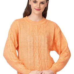 Dadu Dayal Women Cable Knit Self Design Woollen Pullover-image-65
