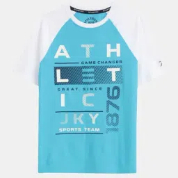 Jockey Kids Scuba Blue & White Cotton Printed T-Shirt-image-94