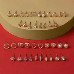 Accessorize London Blue Harvest Golden Stud Earrings (Set of 20)-picture-15