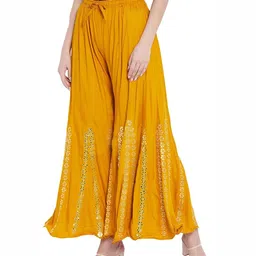 MIXFIT Women Floral Embroidered Flared Fit Palazzos-image-60