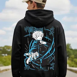 Manlino Men Gojo Satoru Anime Printed Hooded Sweatshirt-picture-33