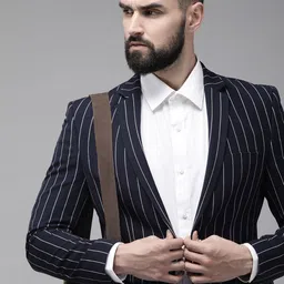 Park Avenue Striped Single Breasted Formal Blazer-image-11