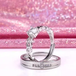 AGARWALPRODUCT Set Of 2 Silver Plated Couple Finger Rings Adjustable Ring-picture-35