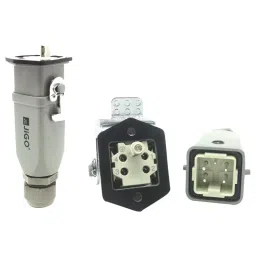 JiGo Heavy Duty Connector 16 Pin Metal Plug & Socket Side Entry Bottom Open Grey, JG-HE016-01 image 3