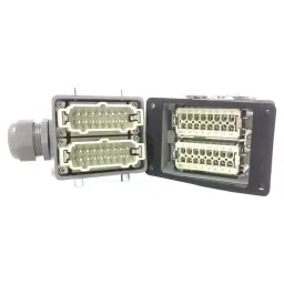 JiGo Heavy Duty Connector 16 Pin Metal Plug & Socket Side Entry Bottom Open Grey, JG-HE016-01 image 5