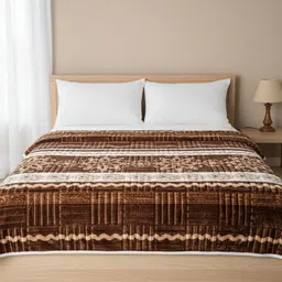 Dhrohar Brown & Cream Floral Printed AC Room 210 GSM Blanket-picture-22