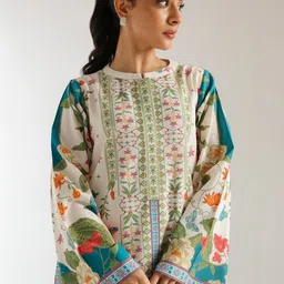 Modestouze Attires Floral Printed Mandarin Collar Tunic & Palazzos Co-Ords image 4