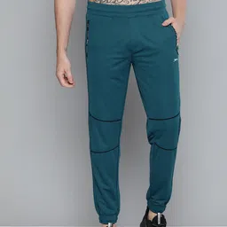 Slazenger Men Teal Blue Solid Running Track Joggers-image-7