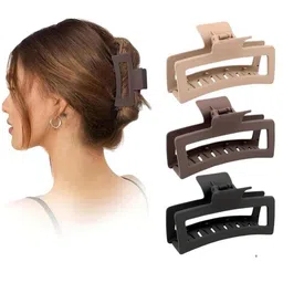 badodiya's Women Set of 3 Matte Rectangular Claw Clip image 4
