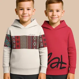 HELLCAT Pack Of 2 Boys Printed Hooded Ribbed Pullover Sweatshirt-picture-10