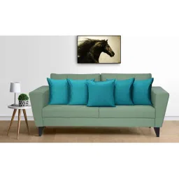 Creeva Silk Fabric Plain Sofa Cushion Cover for Bedroom (Pack of 5) - Teal-image-68