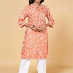 Rangmanch by Pantaloons Peach Printed Straight Kurta-picture-40