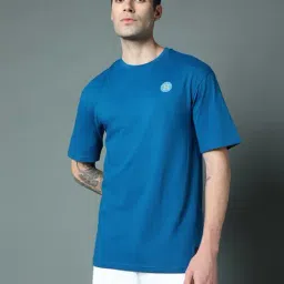 High Star Blue Relaxed Fit Printed Crew T-Shirt-image-8