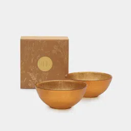 Pure Home and Living Gold Glass Radial Textured Serving Bowls - Set of 2 image 3