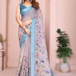 ABC ANY BUDY CLEAN Floral Linen Blend Saree-picture-38