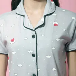 Secret Wish Grey Printed Shirt With Pyjamas image 5