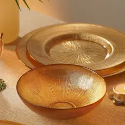 Pure Home and Living Gold Radial Textured Large Serving Bowls-picture-13