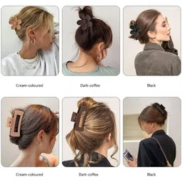 DIVASTRI Women Set of 4 Flower & Rectangular Hair Claw Clip image 3