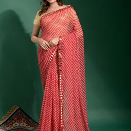 Sangria Leheriya Printed Mirror Work Saree-picture-28