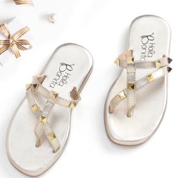 Hola Bonita Party Wear Slip On Sandal Studded Design - Gold-picture-31