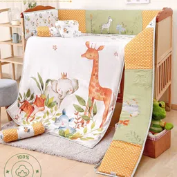 Bonfino Premium 100% Organic Cotton Crib Bedding Set African Jungle Safari Print - Multicolor-image-16