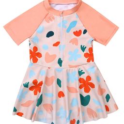 Babyhug Half Sleeves Frock Swimsuit Floral Print - Multicolour-picture-18