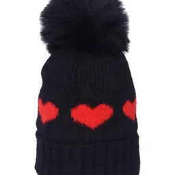 crayonflakes CrayonFlakesHeart Design & Pom Pom Detailed Woolen Cap - Black-picture-18