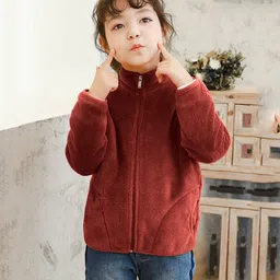 MOMISY Full Sleeves Solid Front Zipper Jacket - Brown-picture-27