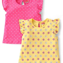 Babyhug 100% Cotton Knit Frill Sleeves Top With Polka Dot Print Pack Of 2 - Multicolor-picture-24