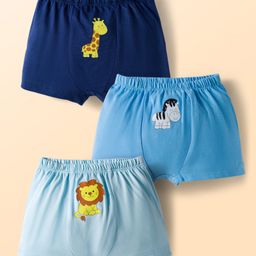 Doodle Poodle 100% Cotton Knit Trunks with Animal Print Pack of 3 - Blue & Navy Blue-picture-31