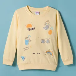 Tango Looper Knit Full Sleeves T-Shirt with Tropical Theme Print - Yellow-picture-21