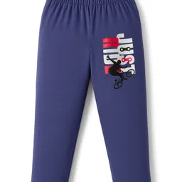 OHMS Single Jersey Knit Full Length Lounge Pant With Text Print - Blue-picture-21