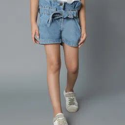 Tales & Stories Denim Woven Mild Washed Shorts With Belt - Light Blue-picture-12