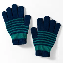 Model Knitted Striped Gloves - Navy Blue-picture-32