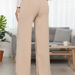 COVZ Women Smart Straight Fit High-Rise Easy Wash Trousers image 2