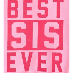 KUCHIPOO Fleece Full Sleeves Best Sis Ever Text Printed Sweatshirt & Joggers Set - Pink image 5