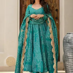 SZN Women Ethnic Motifs Printed Tiered Gotta Patti Kurta with Trousers & With Dupatta-picture-16