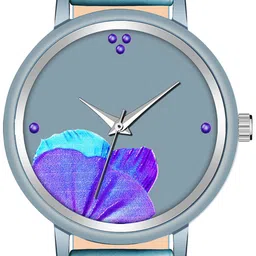 VIRAKTI Women Brass Printed Dial & Leather Straps Analogue Watch G-37-BLUE-V.Y image 3