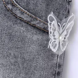 Kookie Kids Solid Shorts with Butterfly Applique - Black image 5