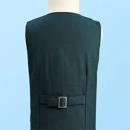 Robo Fry Cotton Woven Full Sleeves Solid Color 3 Piece Party Suit with Bow - Dark Green image 5