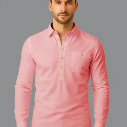 Yugnik Shirt Collar Roll-Up Sleeves Short Kurta-picture-18