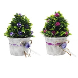 FOLIYAJ Set of 2 Multicoloured Artifical Plants With Pot image 3