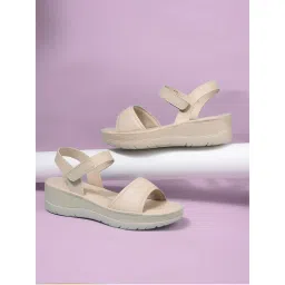 Bata Beige Platform Sandals for Women-image-46