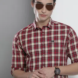 The Indian Garage Co Men Maroon & Beige Checked Casual Shirt-picture-29